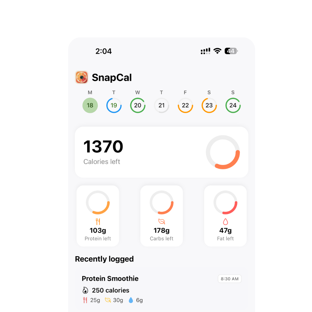 Snapcal Fitness App Interface